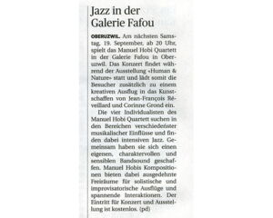 Wiler Zeitung / Jazz in der Galerie Fafou